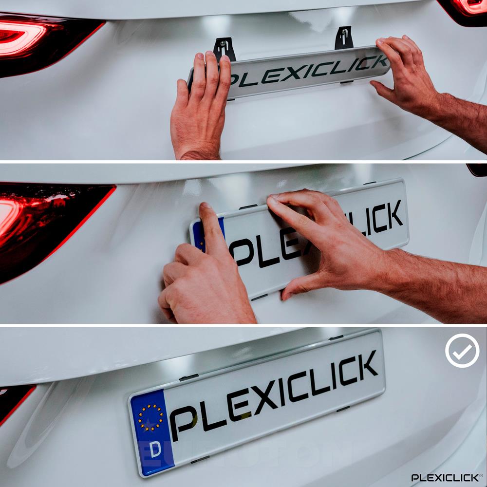 NEVIDNI OKVIR REGISTRSKE TABLICE ČRNA PLEXICLICK V3 ZA VIŠINO TABLICE 120 mm ČRNA slika 3