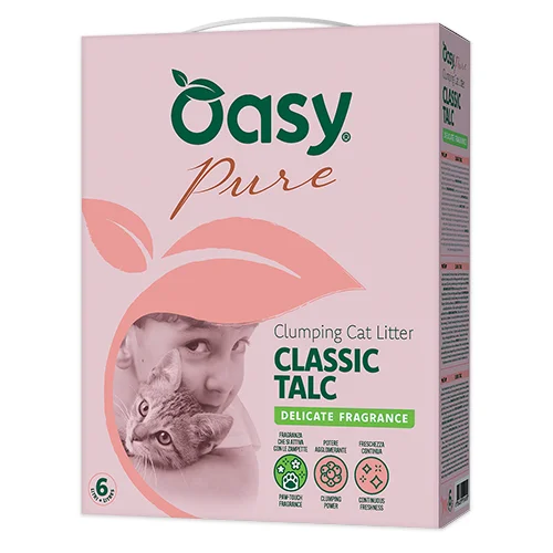 Oasy Pure Classic Talc posip za mačji WC – z vonjem po otroškem pudru 10L